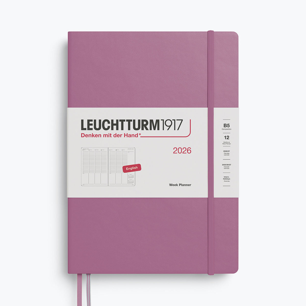 Leuchtturm1917 - 2026 Diary - Week Planner - B5 - Dusty Rose