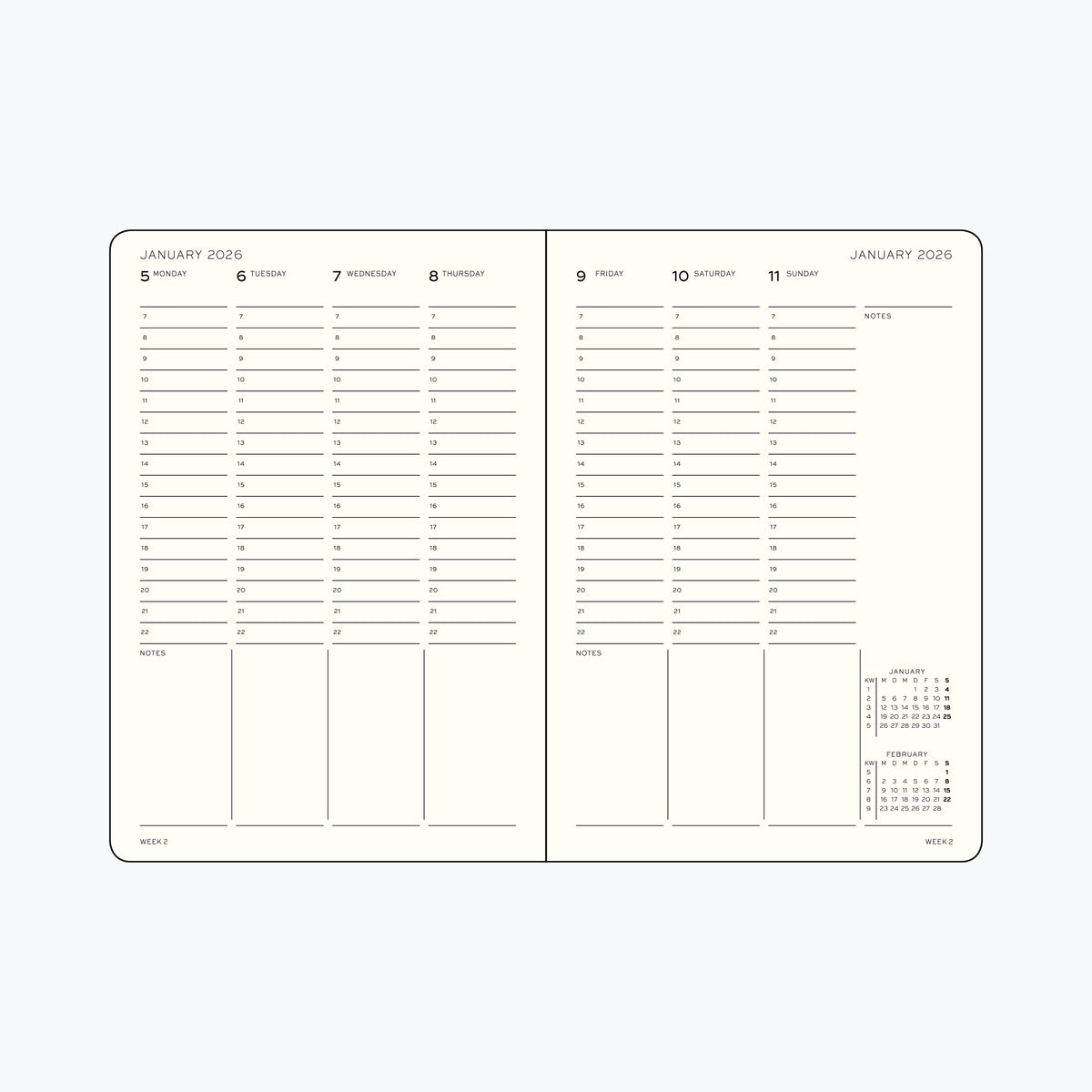 Leuchtturm1917 - 2026 Diary - Week Planner - B5 - Dusty Rose