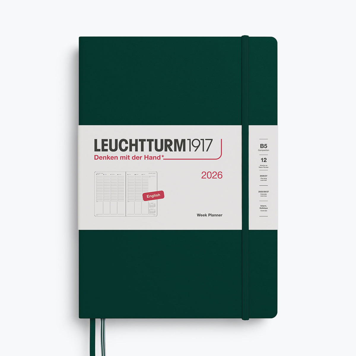 Leuchtturm1917 - 2026 Diary - Week Planner - B5 - Forest Green