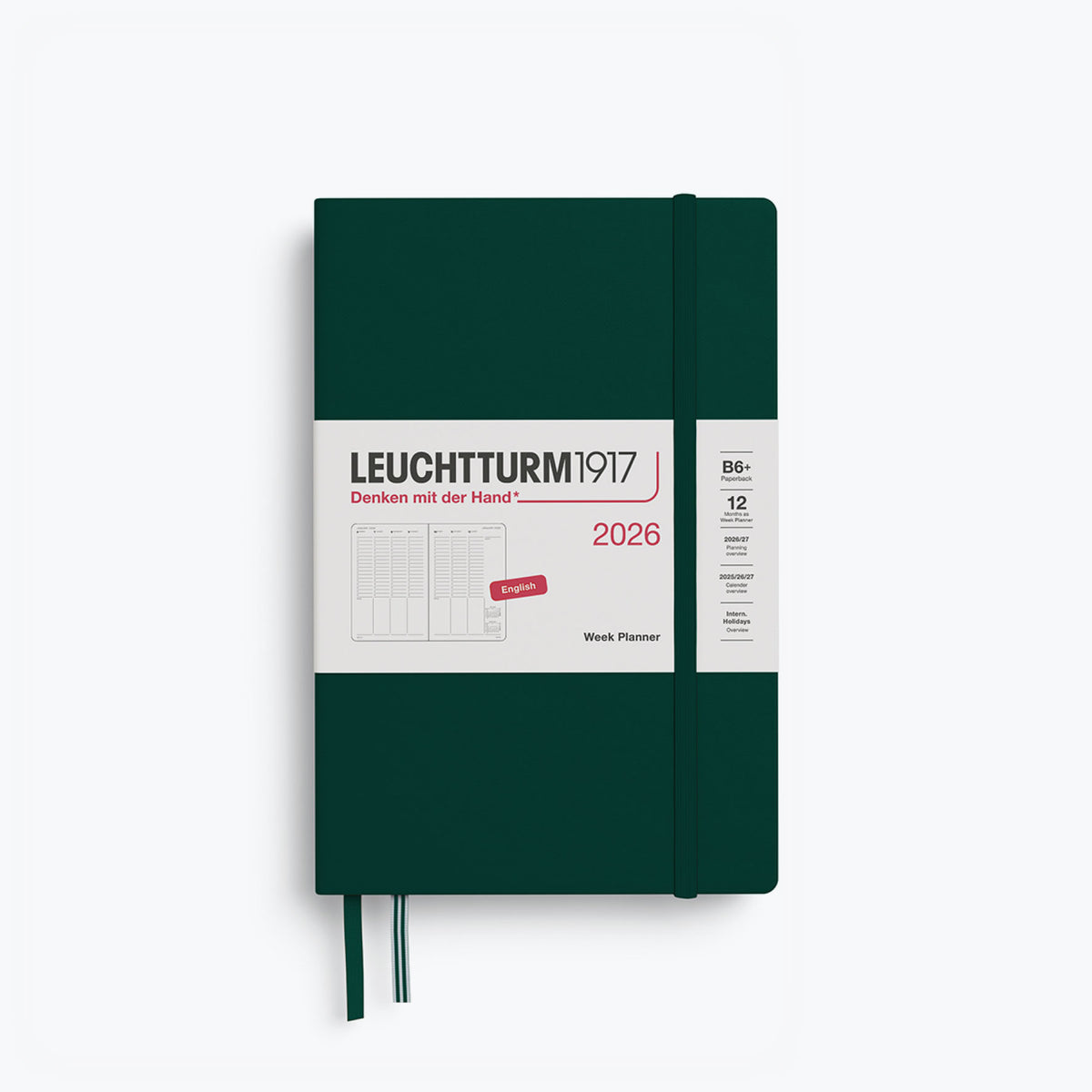 Leuchtturm1917 - 2026 Diary - Week Planner - B6+ - Forest Green