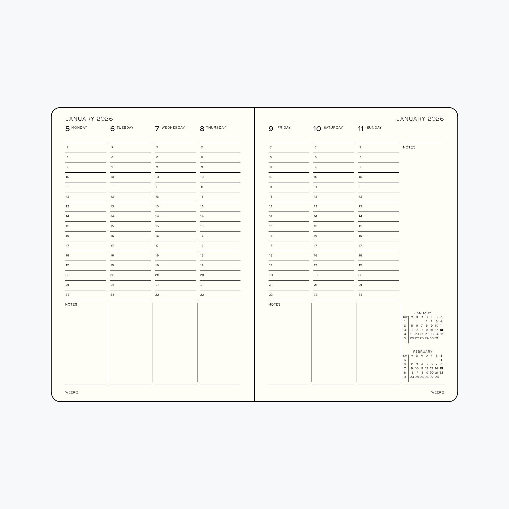 Leuchtturm1917 - 2026 Diary - Week Planner - B6+ - Ink