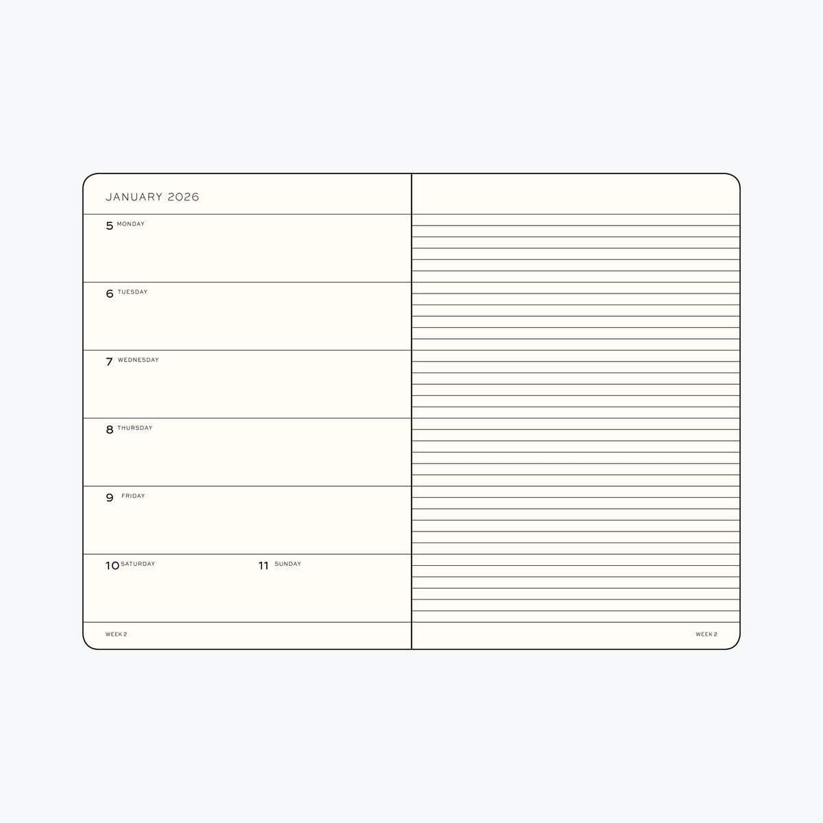 Leuchtturm1917 - 2026 Diary - Weekly Notebook - B6+ - Ink