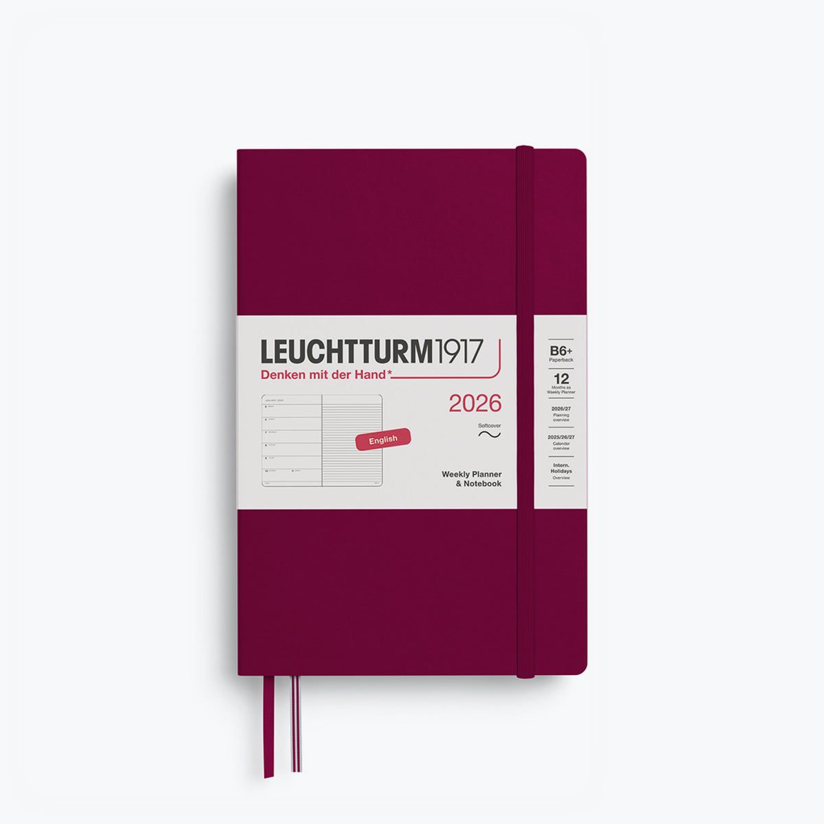 Leuchtturm1917 - 2026 Diary - Weekly Notebook - B6+ - Port Red