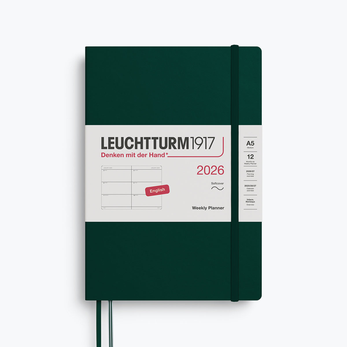Leuchtturm1917 - 2026 Diary - Weekly Planner - A5 - Forest Green (Soft)