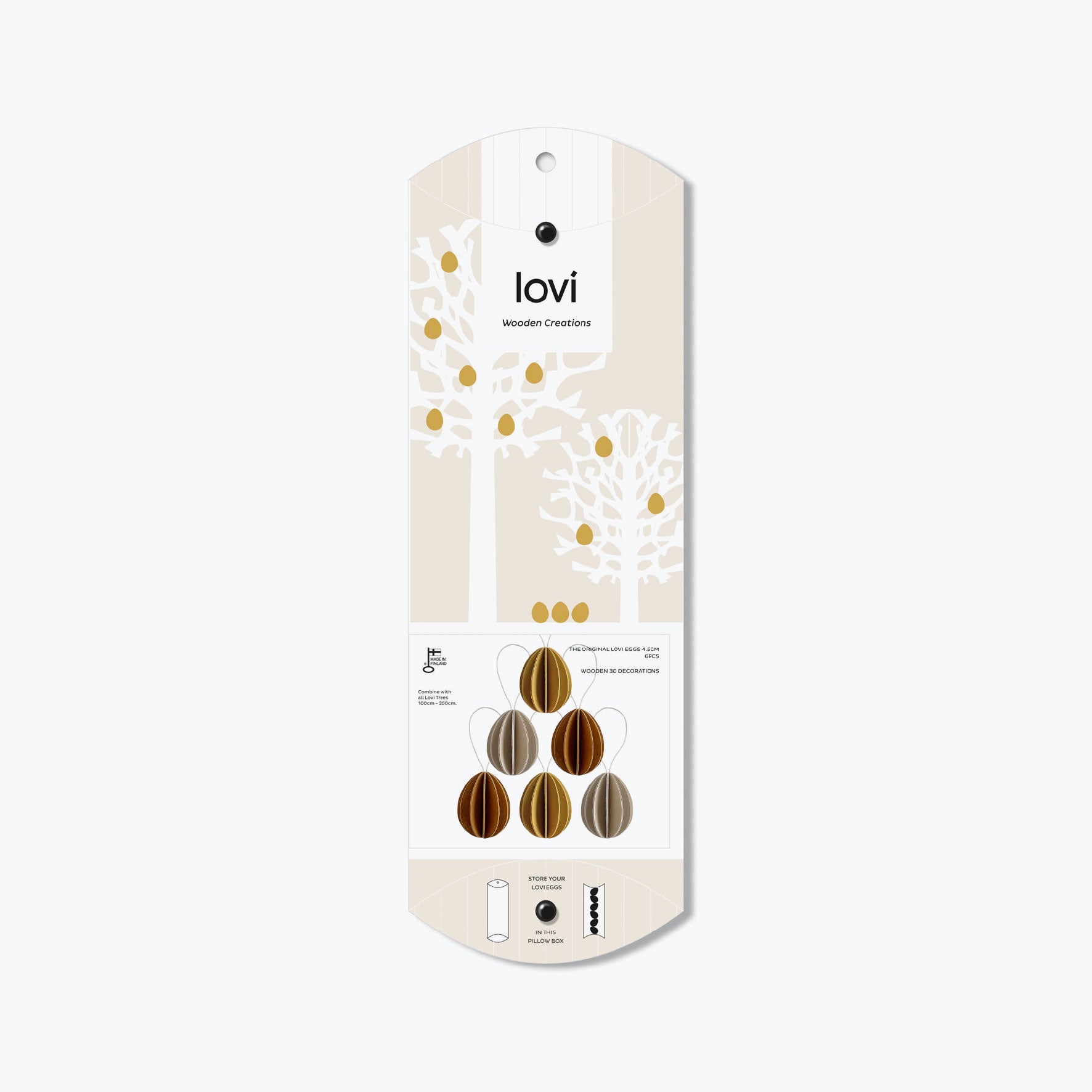 Lovi - Ornament - Eggs (Pillow Box) - 4.5cm - Golden Mix (Pack of 6)
