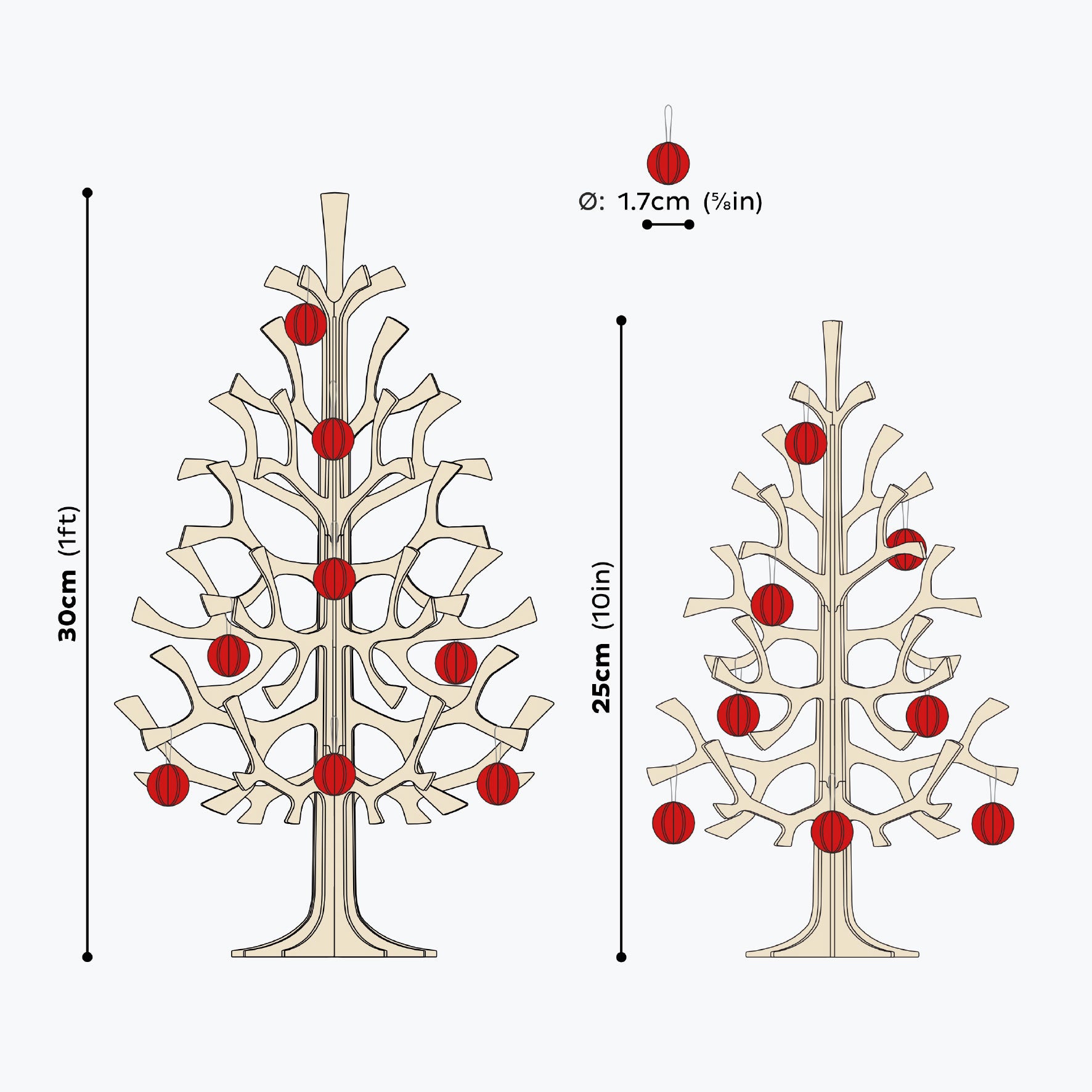 Lovi - Ornament - Minibaubles - 1.7cm - Cinnamon Brown (Pack of 8)