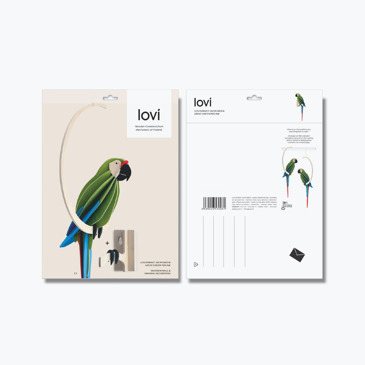 Lovi - Ornament - Parrot - 34cm - Great Green Macaw