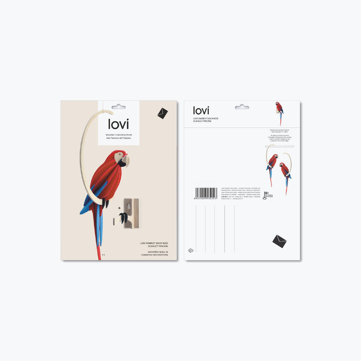 Lovi - Ornament - Parrot - 26cm - Scarlet Macaw