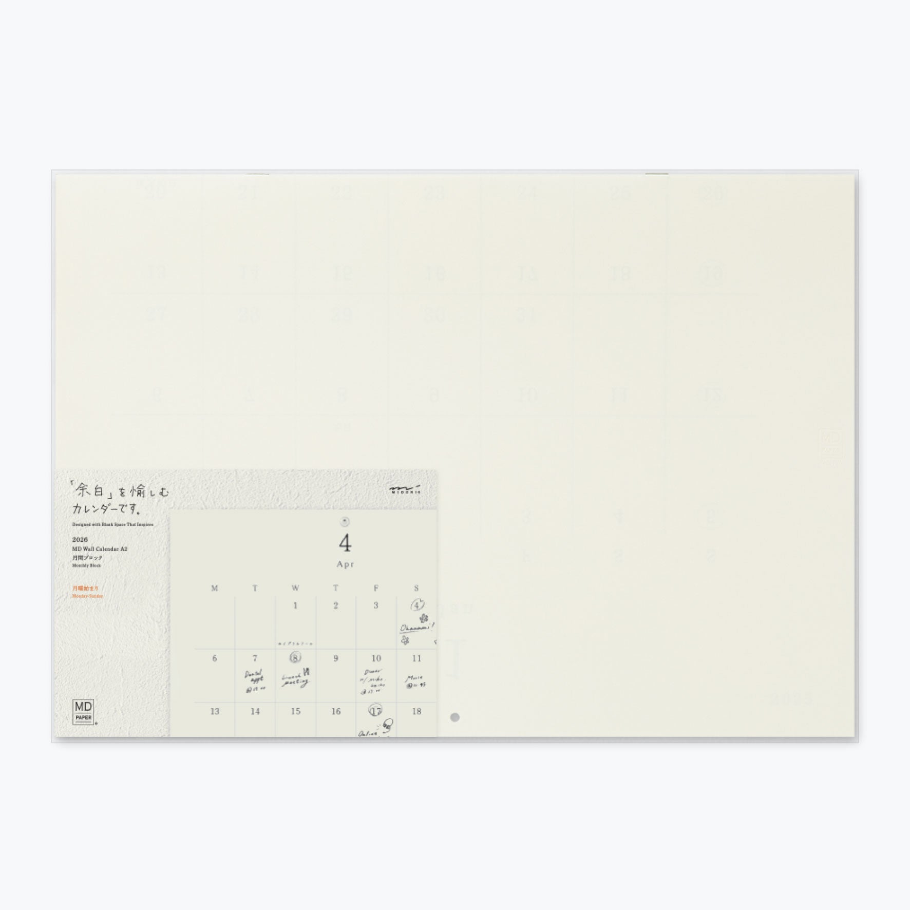 Midori MD Folded Wall-Hanging 2026 Calendar in A2 format