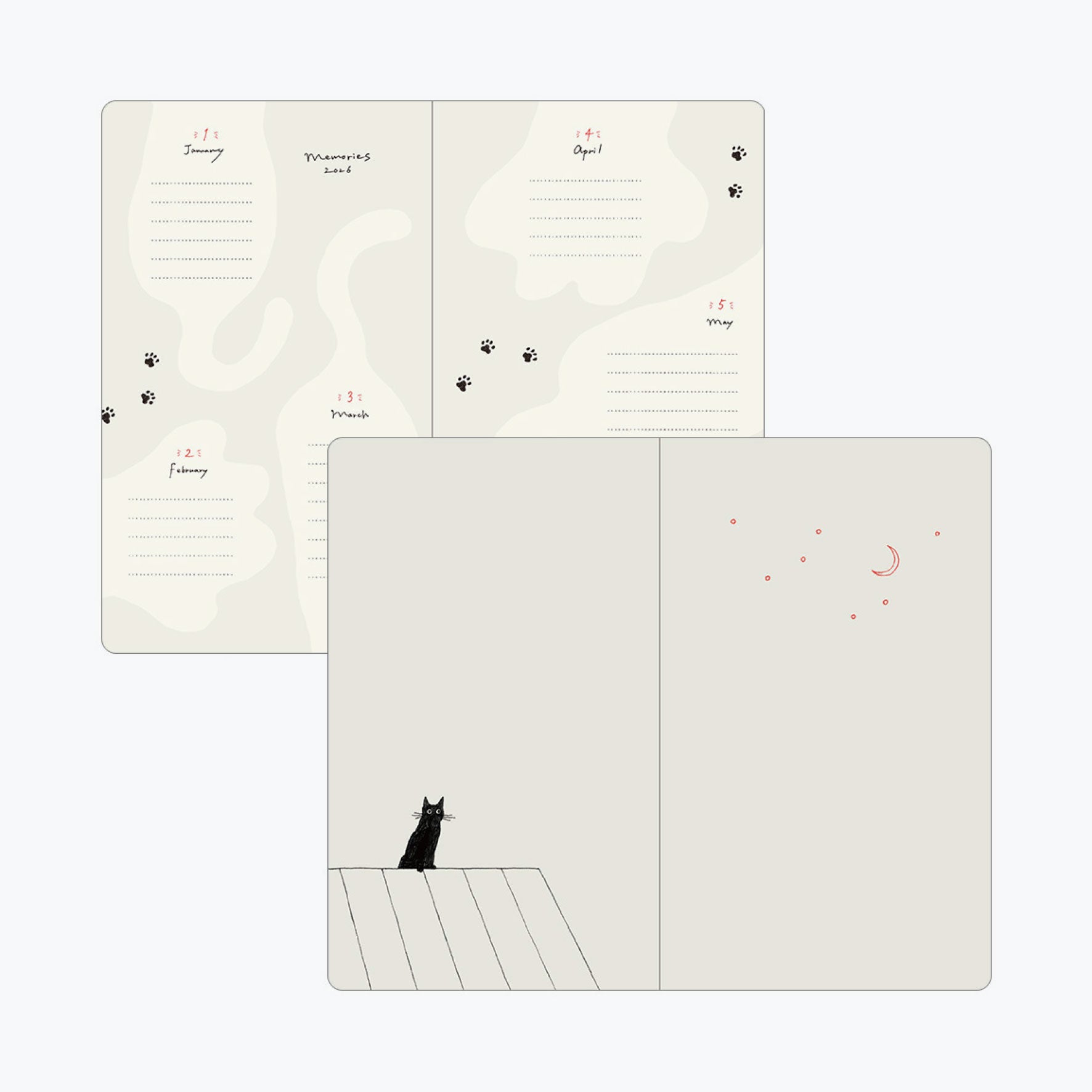 Midori - 2026 Diary - Book Style - B6 - Cats