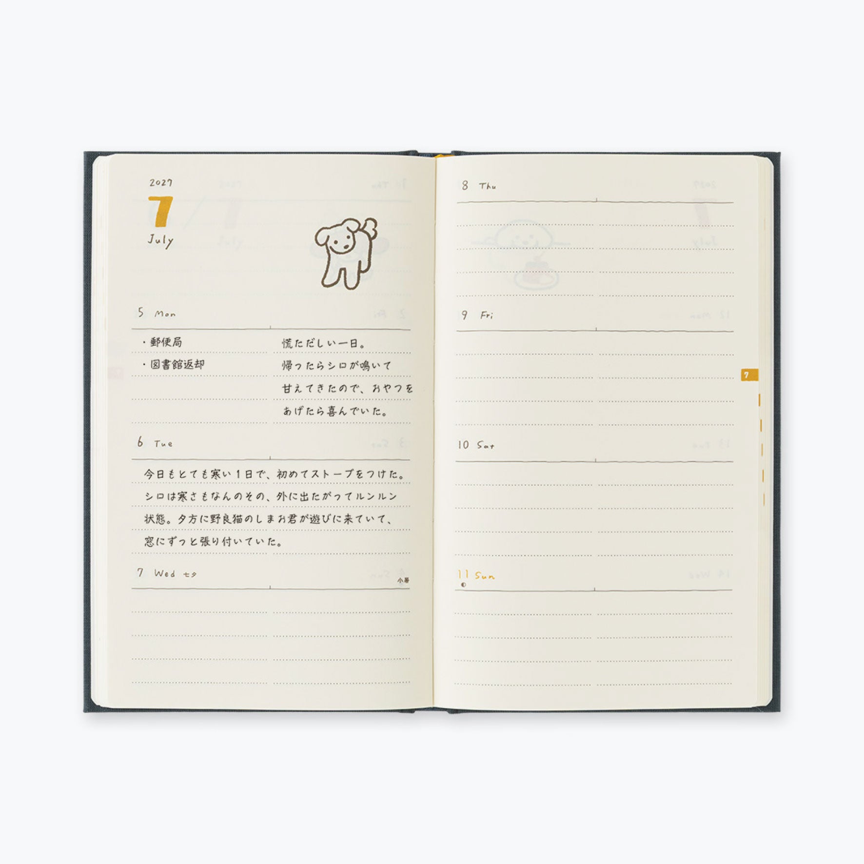 Midori - 2027 Diary - Book Style - B6 - Dogs Navy