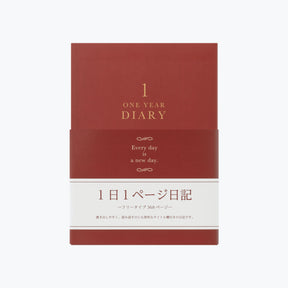 Midori - Daily Journal - One Year Diary - Classic Red