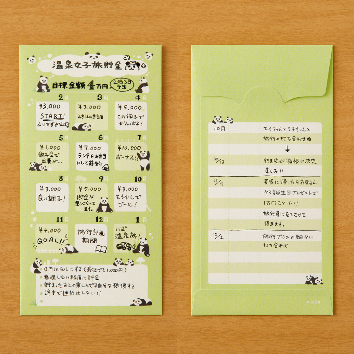 Midori - Envelope - Money Saving - Pandas