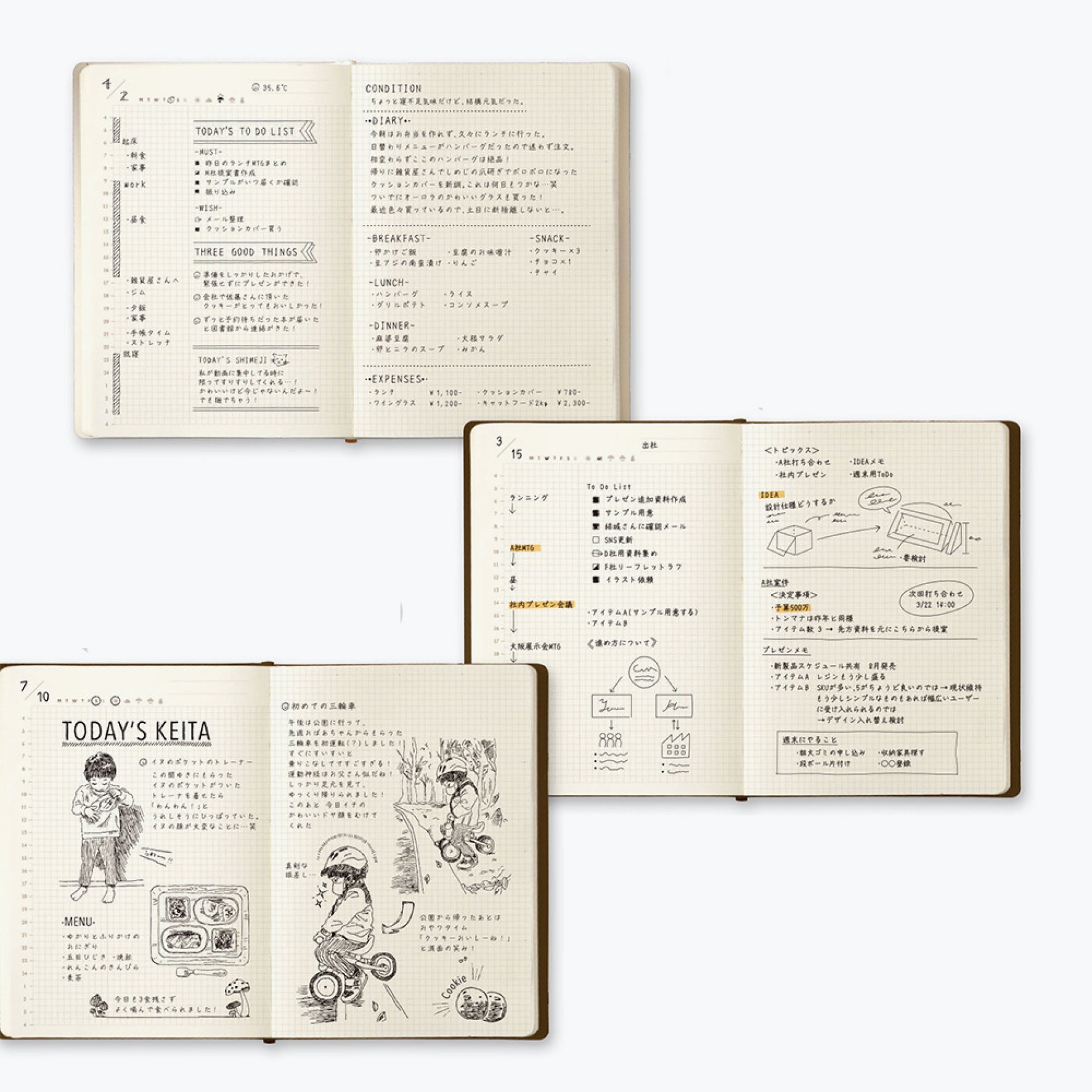 Midori - Planner - Hibino - Free Diary - A6 - Brown