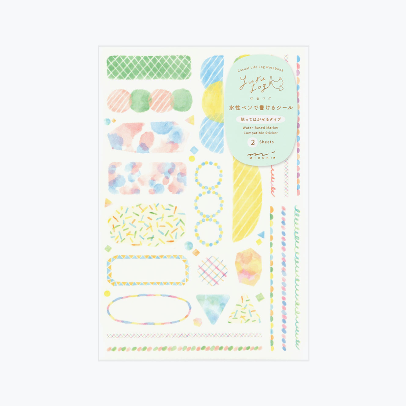 Midori - Planner Sticker - Yuru Log - Watercolour II (2 Sheets)