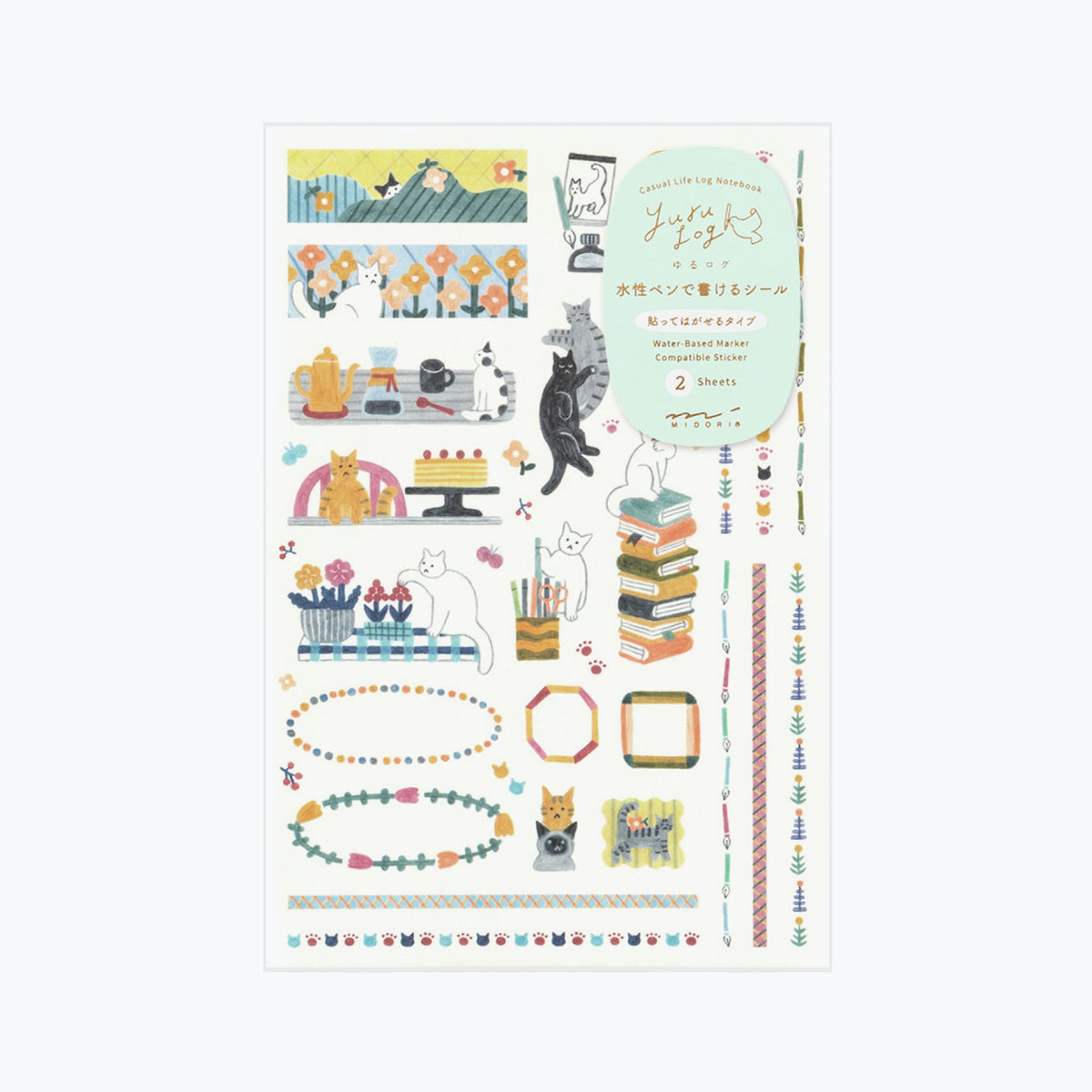 Midori - Planner Sticker - Yuru Log - Cats (2 Sheets)