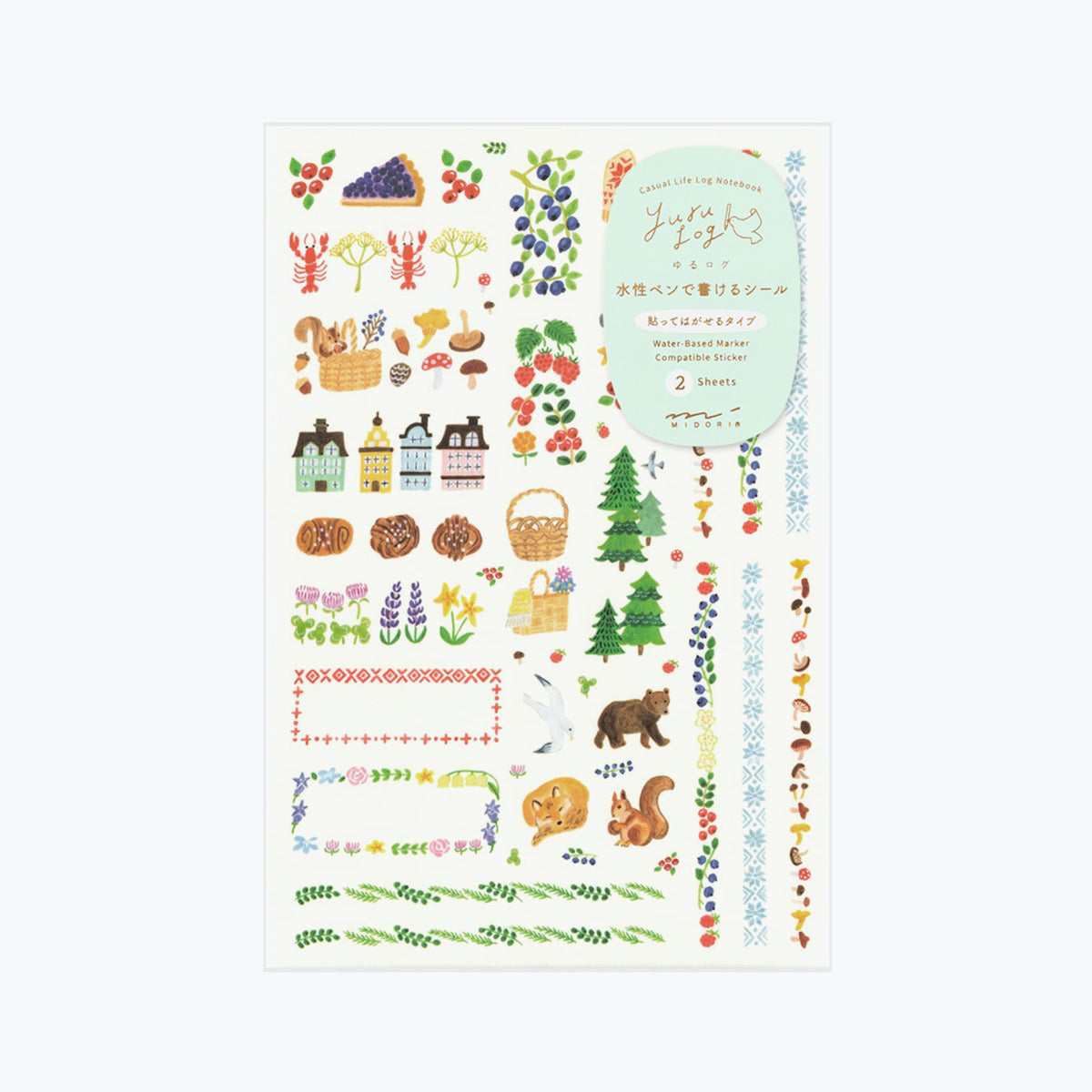 Midori - Planner Sticker - Yuru Log - Nordic (2 Sheets)