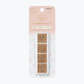 Midori Yuru Log pre-inked stamp with - cats designs