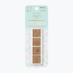 Midori Yuru Log pre-inked stamp with forest designs