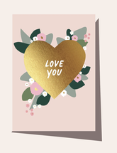 ELM Paper - Card - Love - Gold Heart Floral <Outgoing>