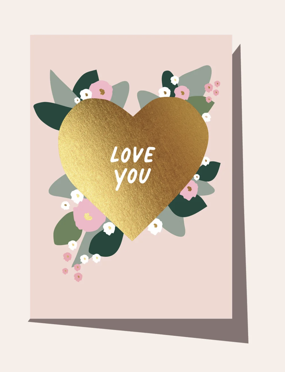ELM Paper - Card - Love - Gold Heart Floral <Outgoing>