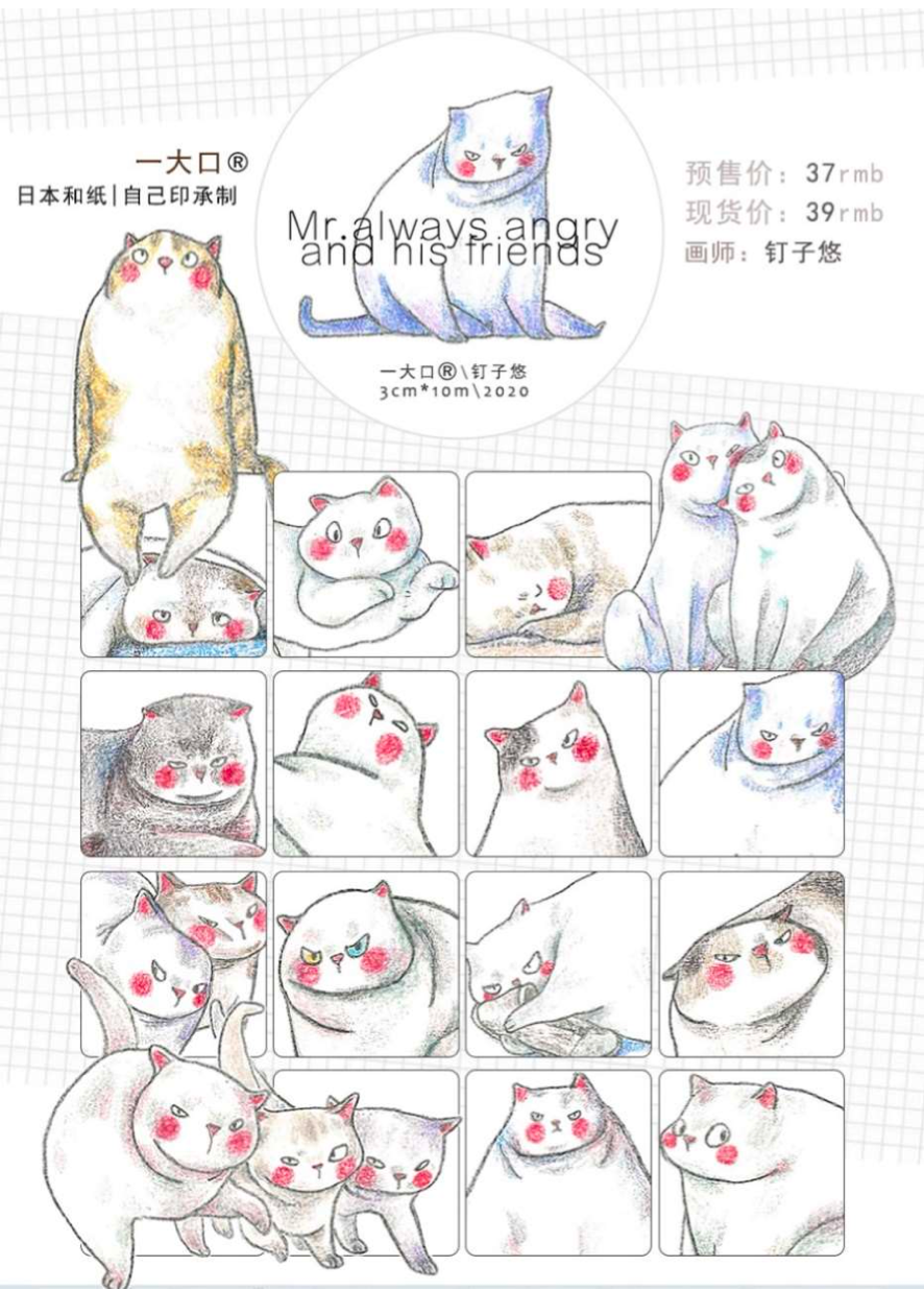 Nailyo - Washi Tape -  Angry Cats