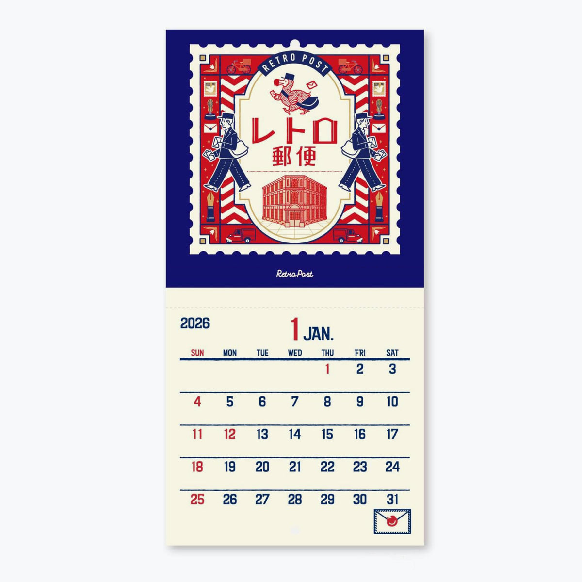 Shinnippon Calendar - 2026 Calendar - Retro Post - Wall-Hanging - Mini