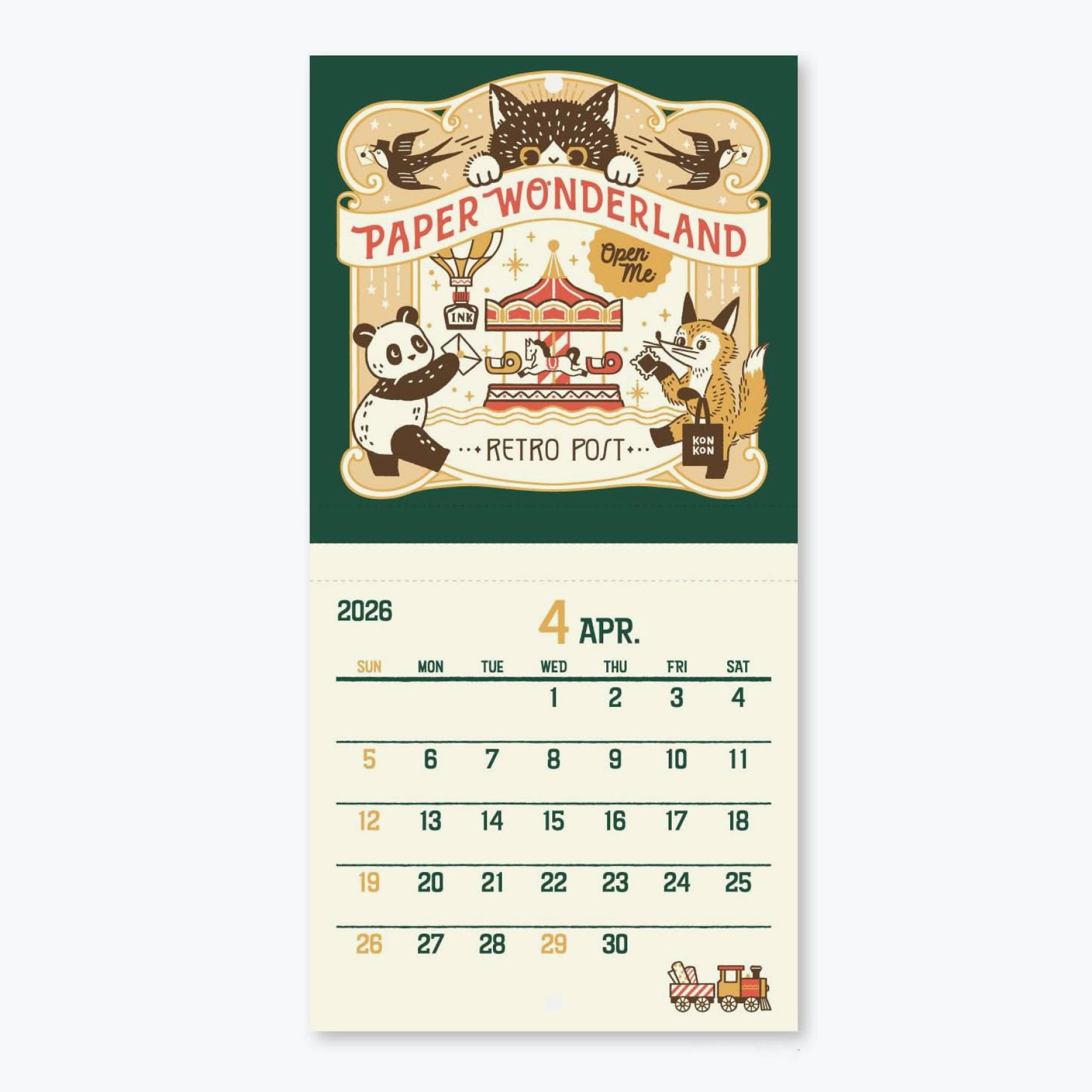 Shinnippon Calendar - 2026 Calendar - Retro Post - Wall-Hanging - Mini