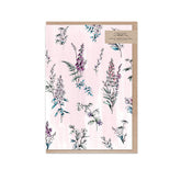Typoflora greeting card featuring lilacs on the front