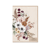 Typoflora greeting card featuring a florist bouquet on beige background