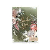 Typoflora 'Thank you' card featuring wildflowers on green background