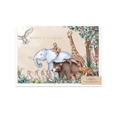 Typoflora birthday card with woodland animald design printed on the front