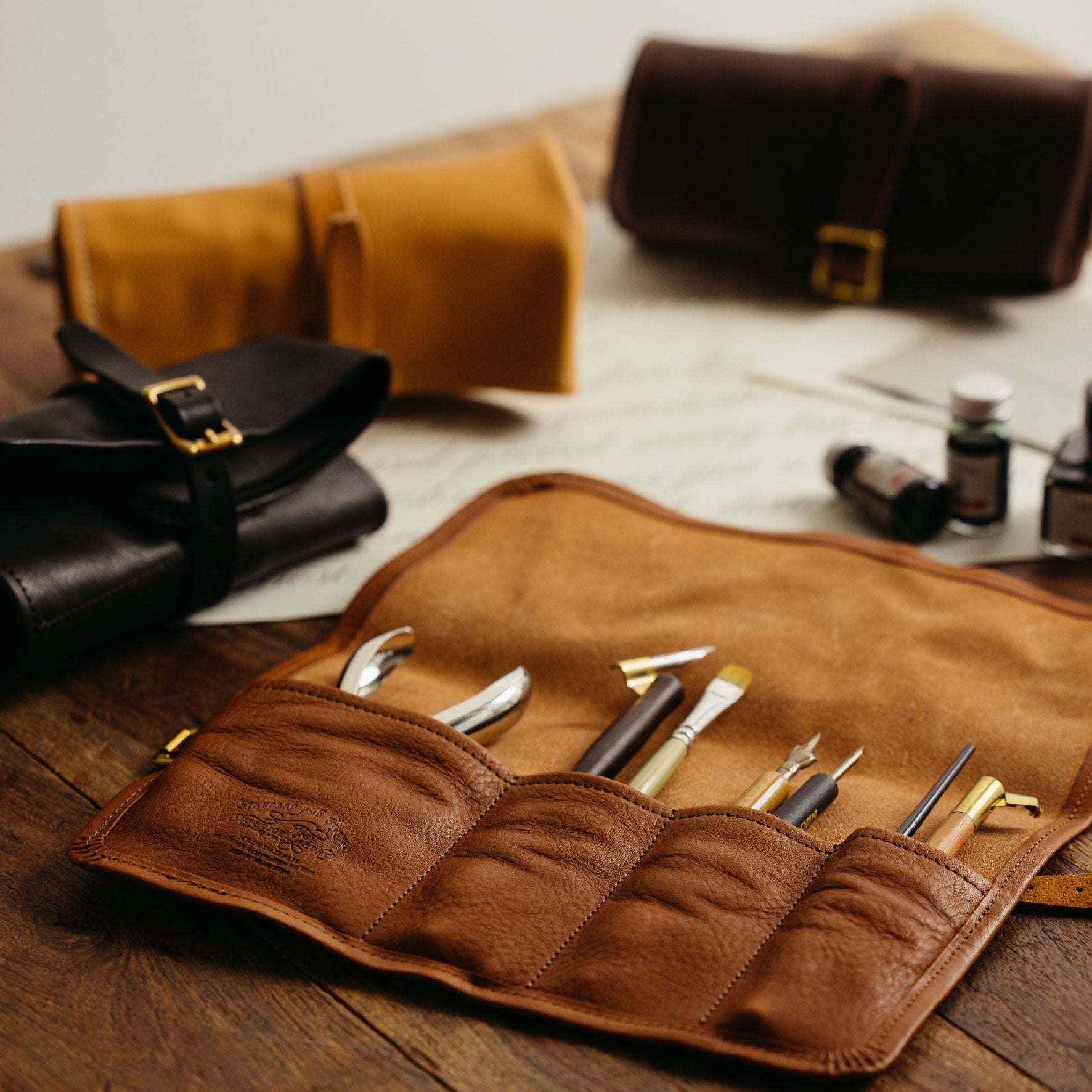 The Superior Labor pen roll shown with tools inside