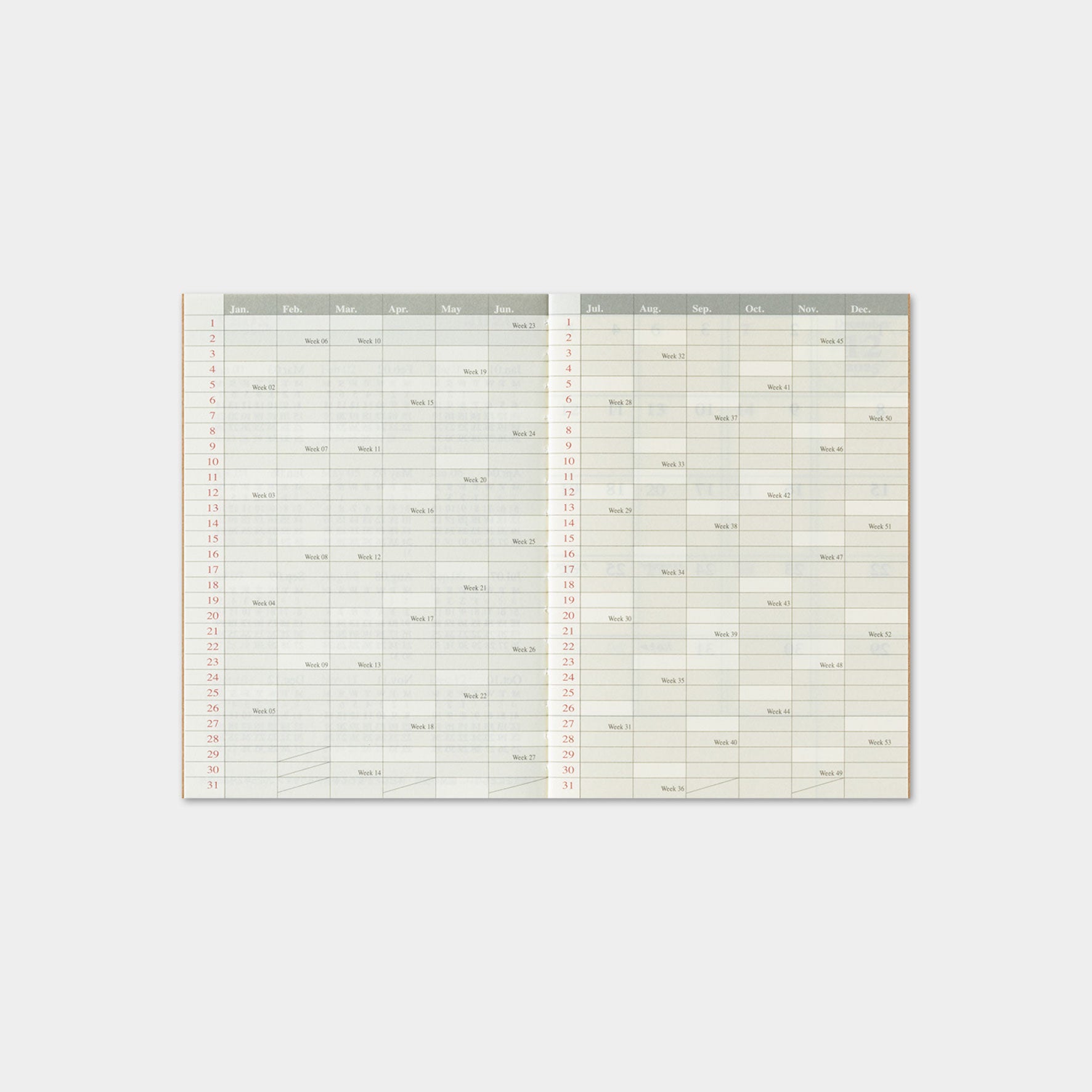 Traveler's Company - 2026 Diary - Insert - Passport - Monthly