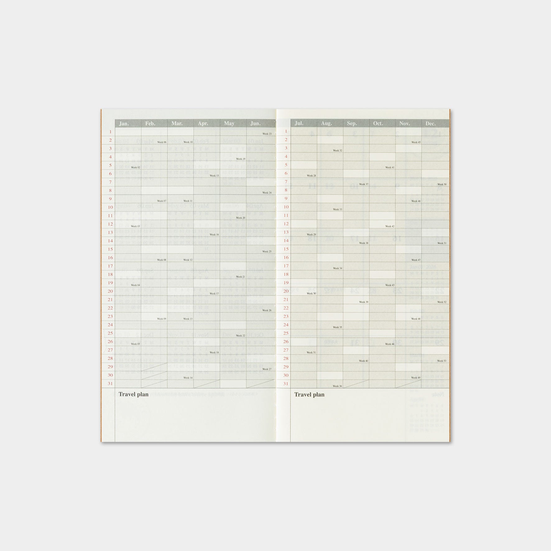 Traveler's Company - 2026 Diary - Insert - Regular - Monthly