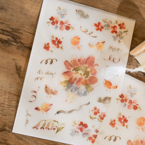 Meow Illustration - Planner Sticker - Flower Girl (Peach)