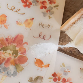 Meow Illustration - Planner Sticker - Flower Girl (Peach)