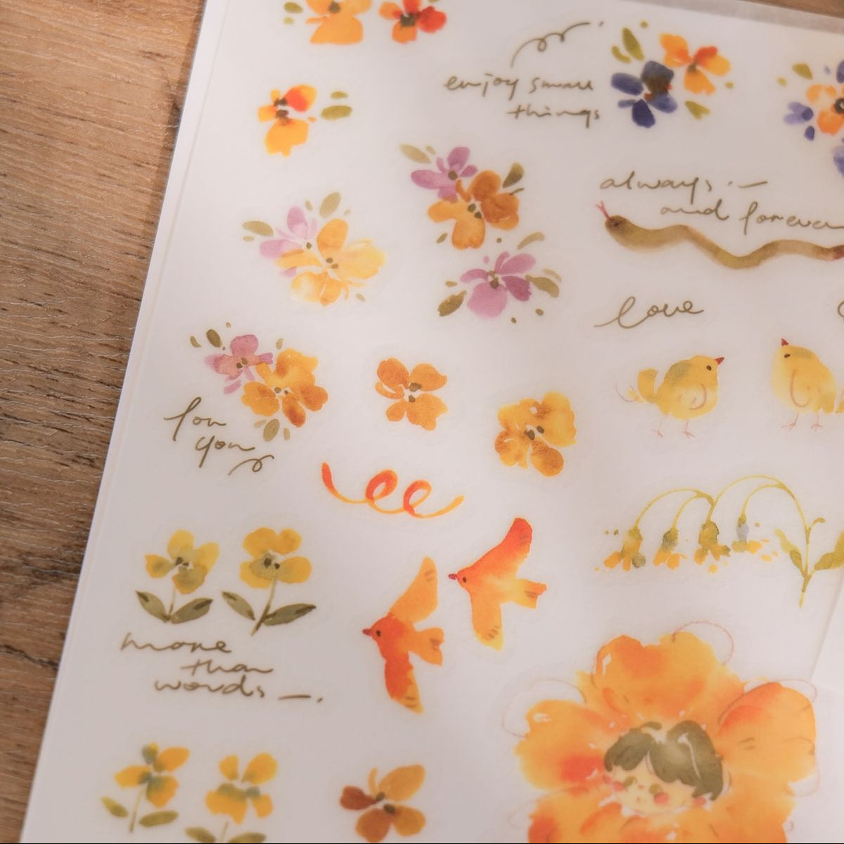 Meow Illustration - Planner Sticker - Flower Girl (Lemon)