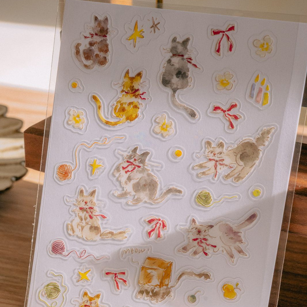 Meow Illustration - Planner Sticker - The Starry Night (PET)