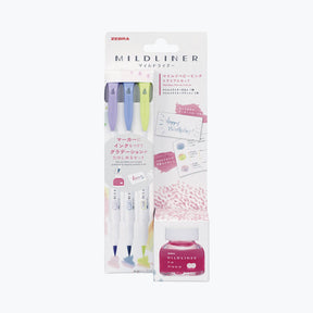 Zebra - Highlighter Set - Mildliner No Moto - Baby Pink