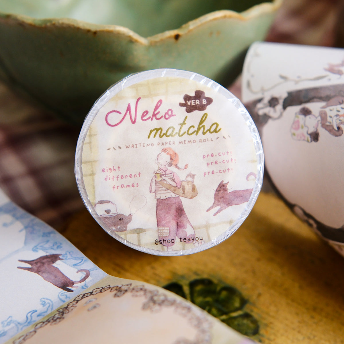 TeaYou - Paper Rolled Notes - Neko Matcha (B)
