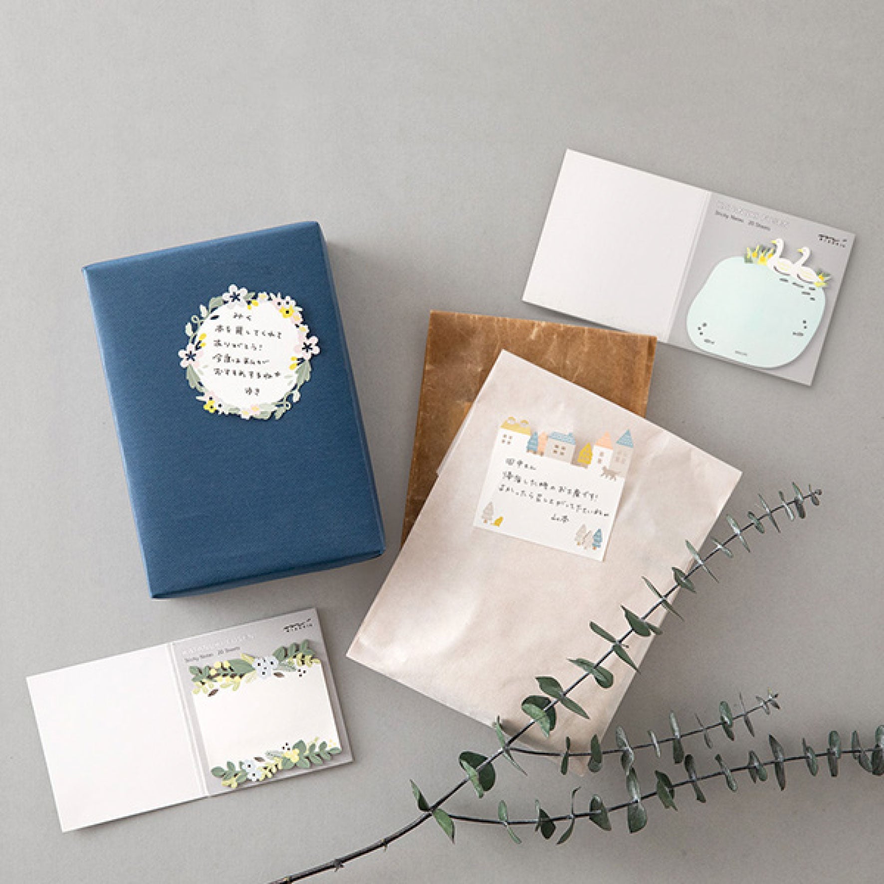 Midori - Notepad - Sticky Notes - Die-Cut - Swans <Outgoing>