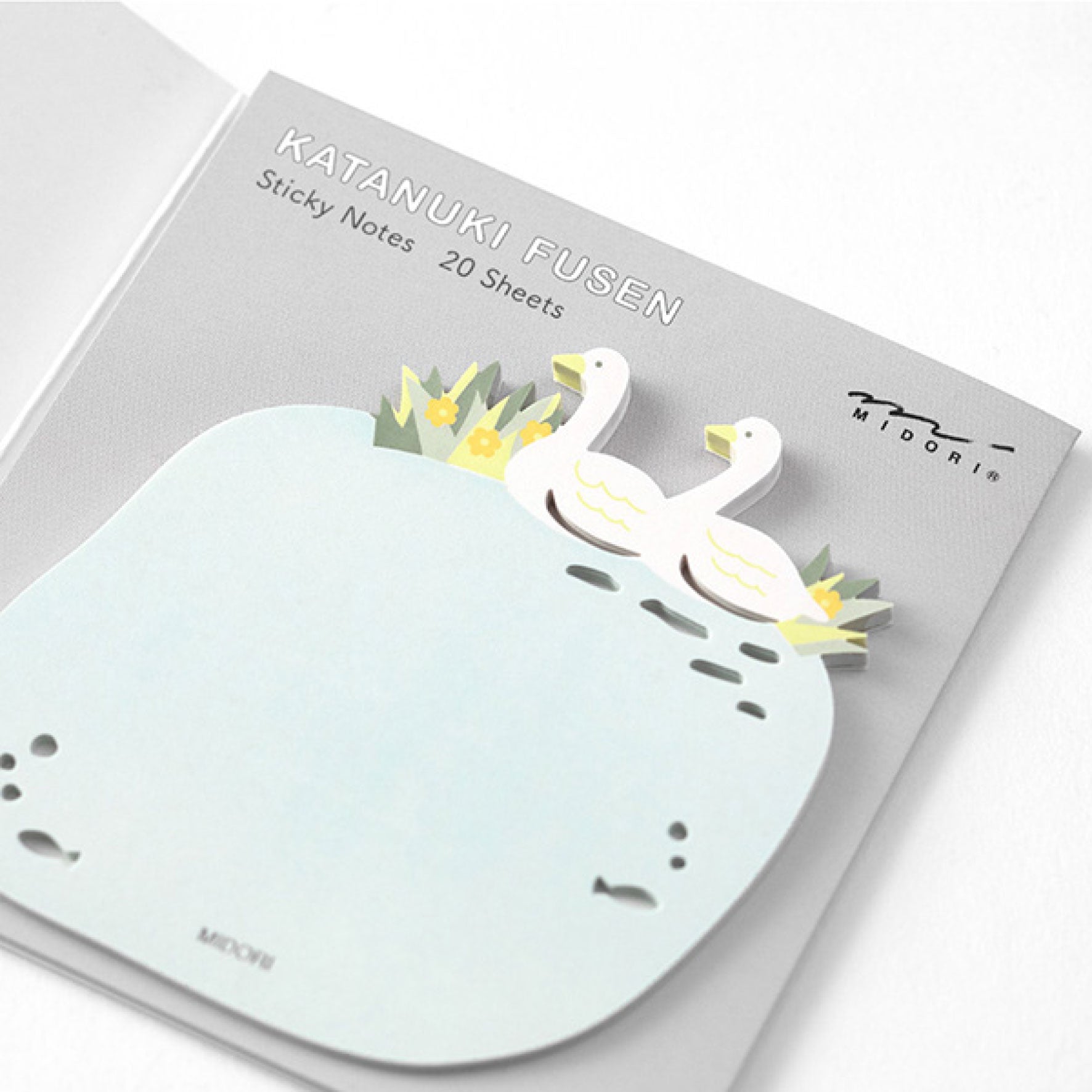 Midori - Notepad - Sticky Notes - Die-Cut - Swans <Outgoing>