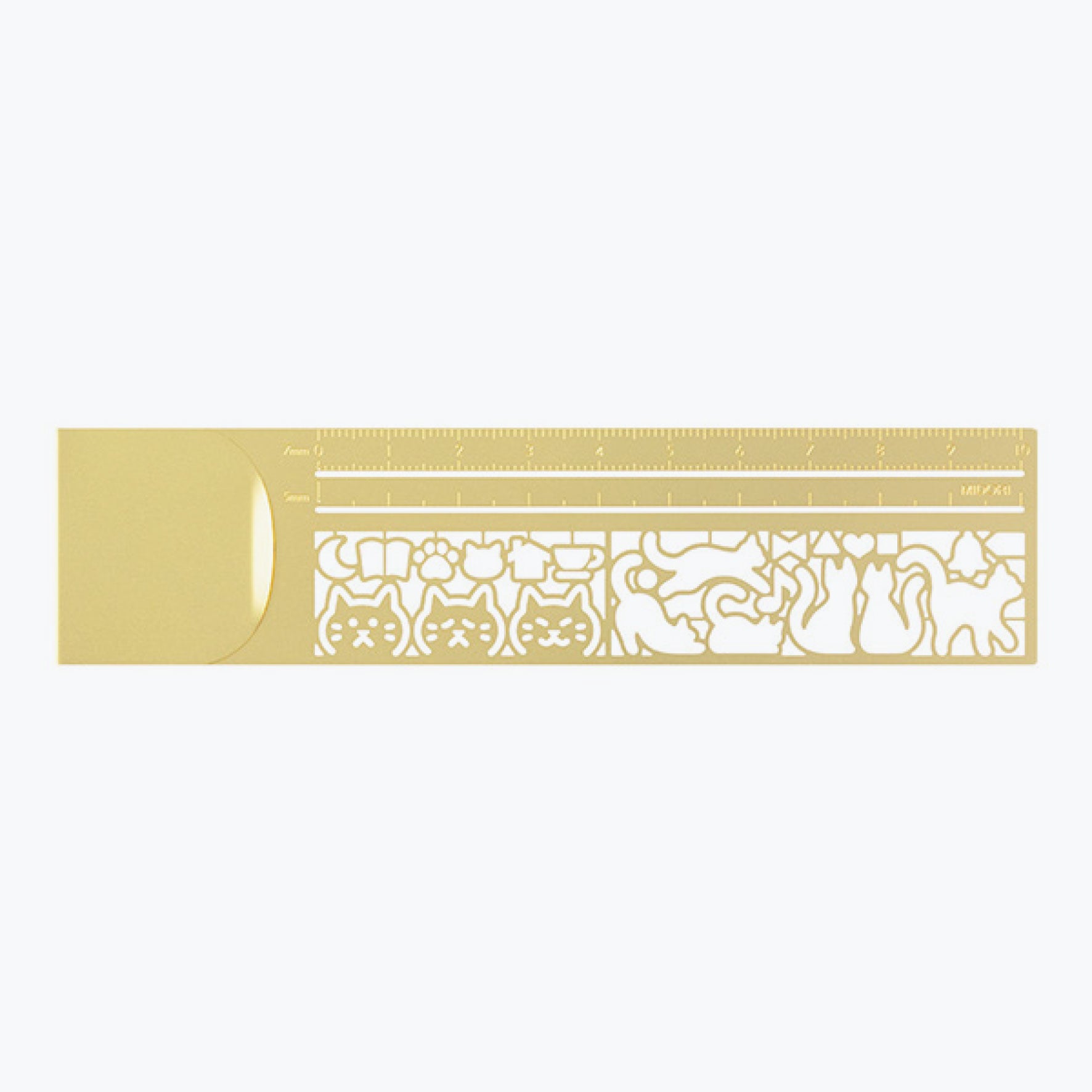 Midori - Ruler - Stencil - Cat (Gold)