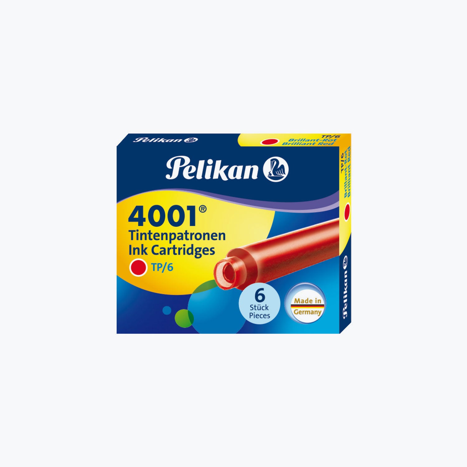 Pelikan - Fountain Pen Ink - Cartridges - 4001 - Brilliant Red