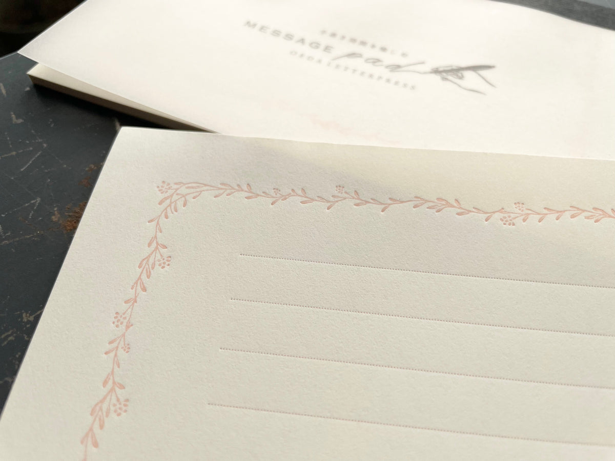 Oeda Letterpress - Message Pad - Pale Pink
